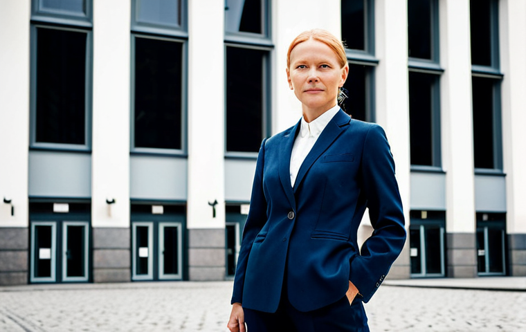 Business Professional in Stockholm**
"A professional businesswoman, fully clothed in a modest yet stylish Scandinavian business suit, standing confidently in front of the Moderna Museet in Stockholm, Sweden. Natural lighting, professional attire, safe for work, appropriate content, perfect anatomy, correct proportions, natural pose, professional."
**