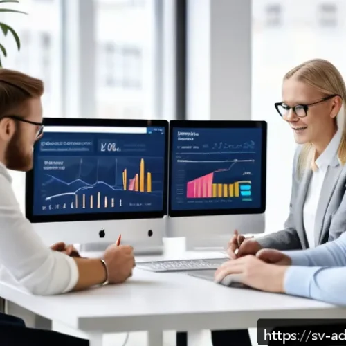 Home 17 퍼포먼스 마케팅의 성과 기반 전략 - A modern Swedish digital marketing office scene showing a diverse team of professionals analyzing re...